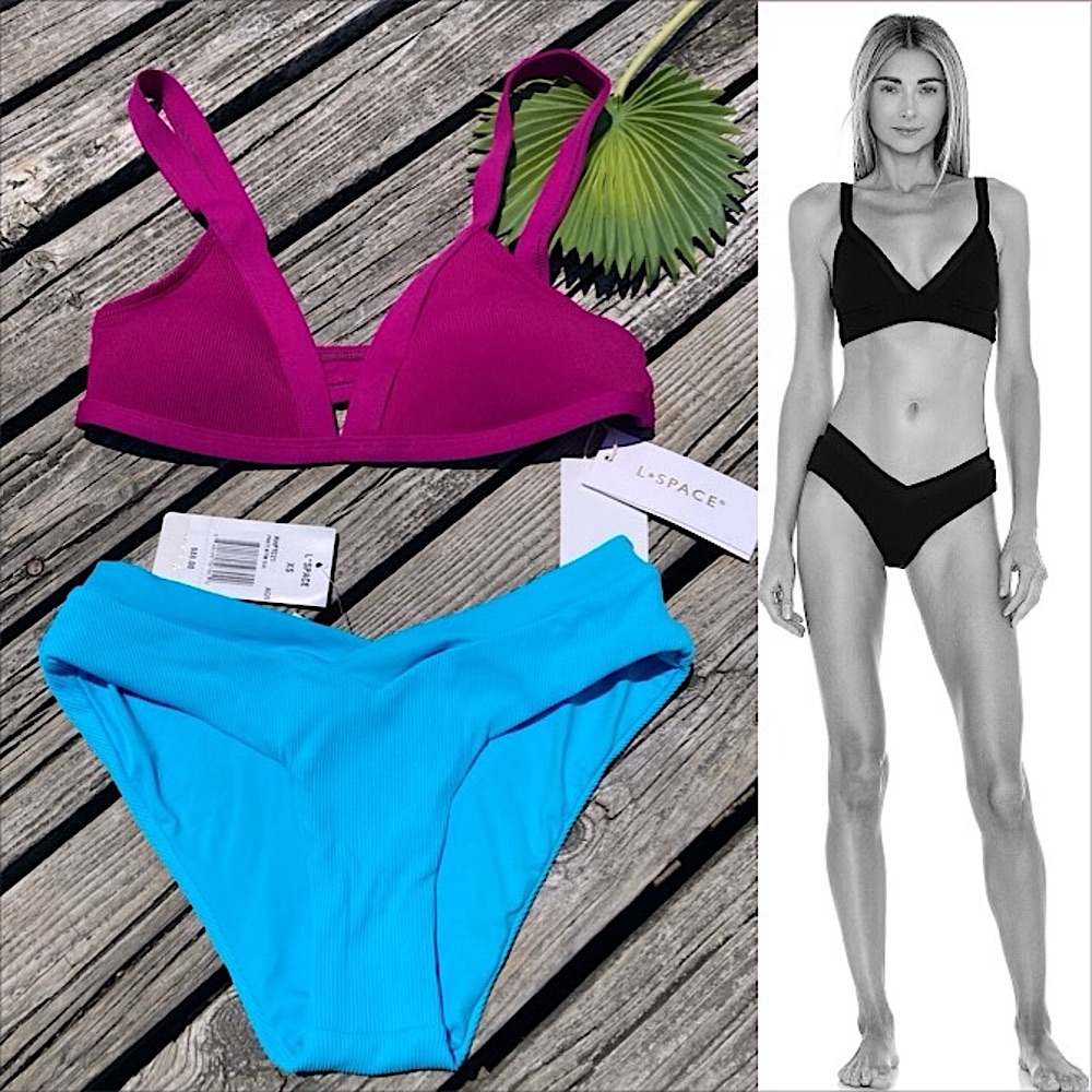 L*Space Bikini - Farrah Top In Berry & Pratt Classic Bottoms In Aquarius - S/Xs
